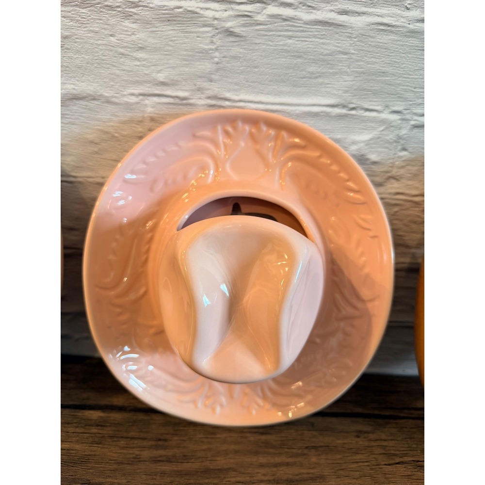 Pink Ceramic Cowboy Hat‎ Wall Pocket Vase Western Decor - Picture 3 of 6